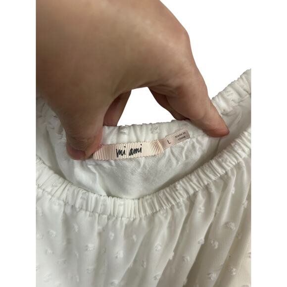 Mi Ami‎ White Peasant Blouse L Swiss Dot Sheer Boho Cottagecore Romantic Top - Picture 6 of 6